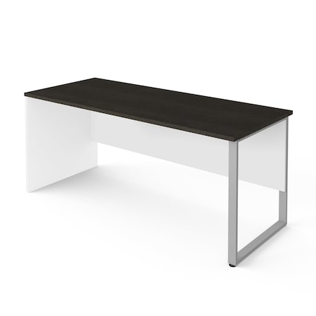 Bestar Pro-Concept Plus 72W Table Desk with Rectangular Metal Leg, White & Deep Grey 110402-1117